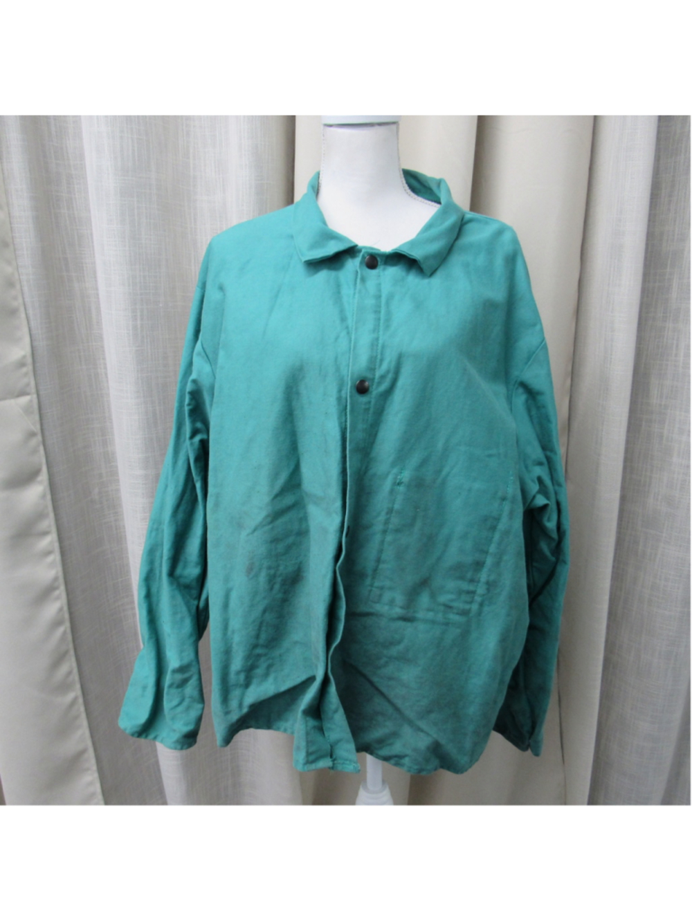 Vintage Stanco FR Flame Resistant Welding Work Jacket Shirt Teal Green Mens XL